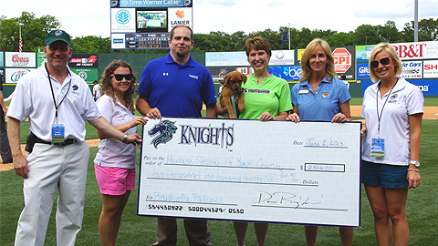 The Knights presented a check to the Human Society of York County on Sunday. (Audrey Stanek/Charlotte Knights)