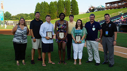 The winners were honored at the July 19 game at Knights Stadium. (Audrey Stanek/Charlotte Knights)