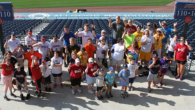 Last year's Baseball Buddies Camp participants gathered for a group photo at Coolray Field. (Gwinnett Braves)