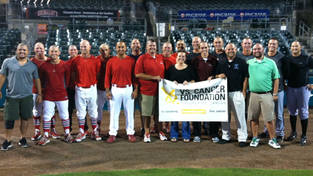 Members of the Palm Beach Cardinals and Jupiter Hammerheads shaved their heads on June 17 to support the Vs. Cancer Foundation. Over $7,500 was raised for the event.