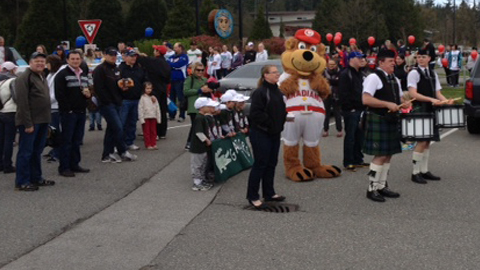 From pipe bands to first pitches, its been a busy week for C's mascot Bob Brown Bear! 