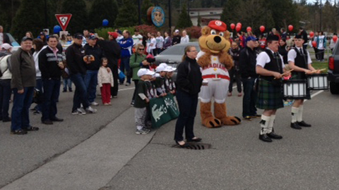 From pipe bands to first pitches, its been a busy week for C's mascot Bob Brown Bear!