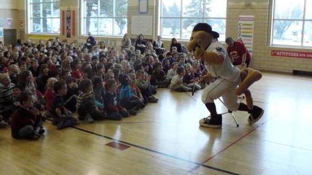 Fang T. Rattler could make an appearance at your school. But, you need to sign up for his Reading Club for him to do that. (Wisconsin Timber Rattlers)